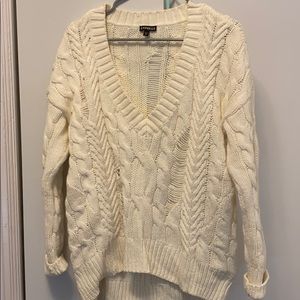 Off-White Deep V-Neck Sweater